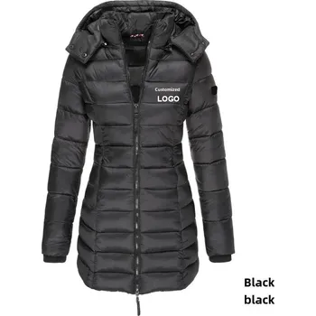 Dámská parka Dámská zimní bunda s kapucí – teplý prošívaný kabát s podšívkou Barva: Černá, Velikost: L