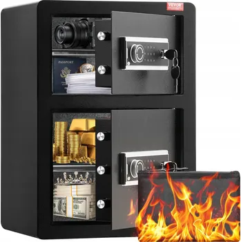 Zabezpečení domácnosti VEVOR Sejf Meblowy Czarny 99L 42x35x59CM Z Stali Stopowej Zamek Kluczowy