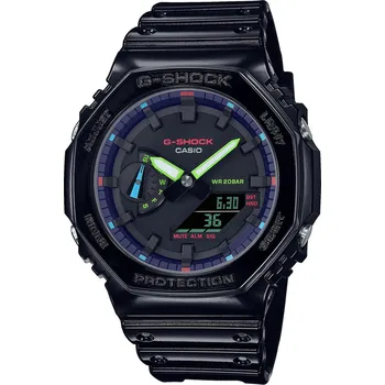Hodinky PÁNSKÉ HODINKY CASIO G-SHOCK GA-2100RGB-1AER VIRTUAL RAINBOW ČERNÉ