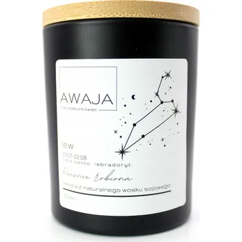 Svíčka Zodiakální svíčka Lev – černá, sójová, vonná, ruční výroba, dárek