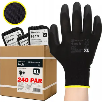 Moto bunda Rękawice Poliurowane Robocze Black Black Tech Mercator velikost XL - 240 párů