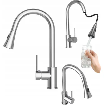 Vodovodní baterie Stojánková kuchyňská baterie Granitan Snake stříbrná