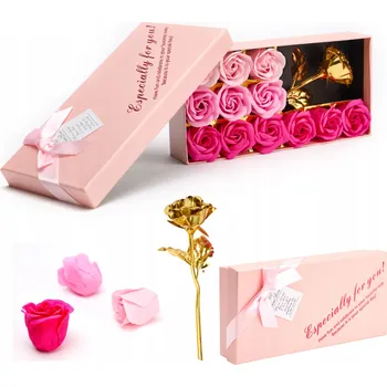 Mýdlo Mýdlové růže ve FLOWER BOXU, vonící růže do koupele, 12 ks, zlatá růže