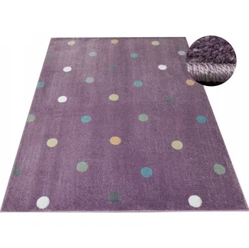 Koberec KOBEREC DĚTSKÝ FIALOVÝ S BAREVNÝMI TEČKAMI MĚKKÝ LIMA 200x200 cm