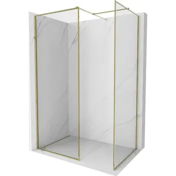 Mexen Kioto-F sprchová stěna Walk-in s rámem 110 x 105 cm, transparentní 8 mm, zlatá - 800-110-202-04-50-105 Sprchové stěny