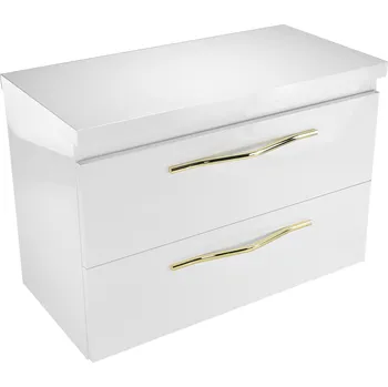 Komoda Skříňka pod umyvadlo s zlatými úchyty bílá 80 cm
