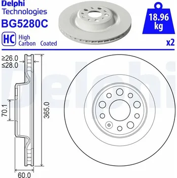 Brzdový kotouč Brzdový kotouč DELPHI BG5280C