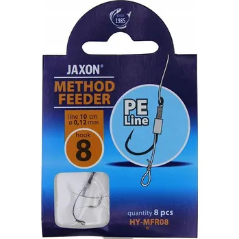 Rybářský háček Háčky na feeder Jaxon Method Feeder, s návazcem, s protihrotem, 8 ks