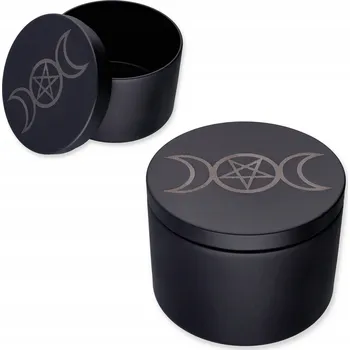 Obraz Krabička s víkem, kulatá, černá, kovová, symbol 8x6 cm