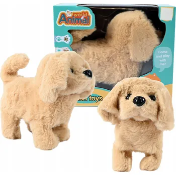 plyšák INTERAKTIVNÍ PEJSEK PLYŠOVÁ HRAČKA HNĚDÝ PES CHODÍ ŠTĚKÁ VRTÍ OCÁSKEM