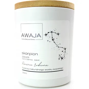 Svíčka Zodiakální svíčka Štír – bílá, sójová, vonná, ruční výroba, dárek