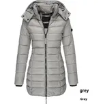 Dámská zimní bunda s kapucí – teplý prošívaný kabát s podšívkou Barva: Šedá, Velikost: S