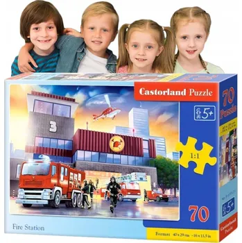 Castorland Puzzle 70 dílků PUZZLE 70 HASIČSKÁ STANICE CASTOR PUZZLE PRO DĚTI ZAJÍMAVÉ PUZZLE VELKÉ PUZZLE PRO DĚTI PODLAHOVÉ PUZZLE PUZZLE K SESTAVENÍ VELKÉ PUZZLE PRO DĚTI