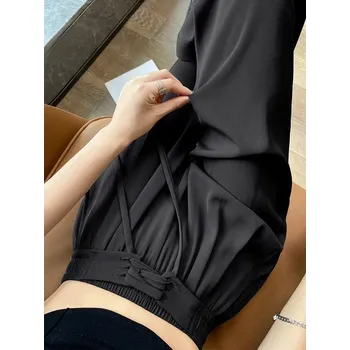 Dámské kalhoty Dámské volné kalhoty s vysokým pasem Barva: Černá, Velikost: 3XL