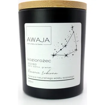 Svíčka Zodiakální svíčka Kozoroh – černá, sójová, vonná, ruční výroba, dárek