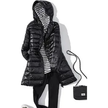 Dámská parka Dámská péřová bunda s kapucí – ultralehká, prošívaná Velikost: M, Barva (Varianta): Černá