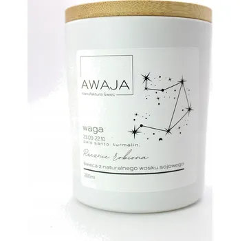 Svíčka Zodiakální svíčka Váhy – bílá, sójová, vonná, ruční výroba, dárek