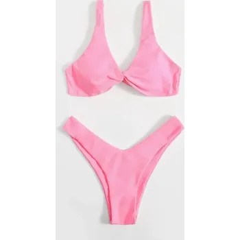 Dámské plavky Dámské dvoudílné plavky s vysokým pasem – jednoduchý střih Barva: Růžová, Velikost: S