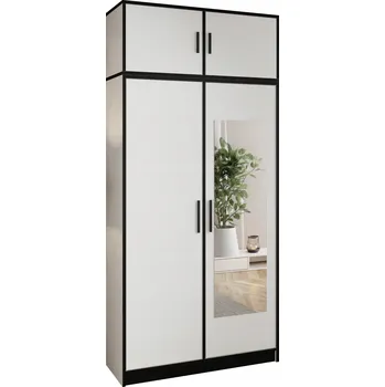 Šatní skříň Dvoudveřová Skříň se zrcadlem DIOR 105 bílá 2D s výsuvem