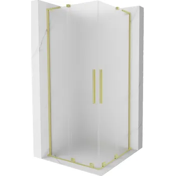 Mexen Velar L Duo posuvná sprchová kabina 90 x 90 cm, matné sklo, zlatý kartáčovaný - 871-090-090-02-33-55 Sprchové kouty