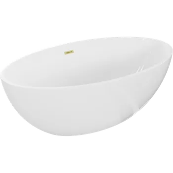Vana Mexen Nike volně stojící vana 175 x 100 cm, bílá, přeliv zlatě kartáčovaný - 54071751000-55 Volně stojící vany