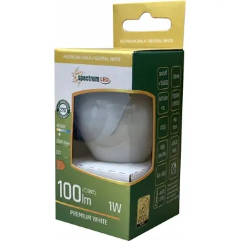 Žárovka Žárovka kulatá Spectrum LED WOJ+14586 E27 1,0W 100lm COG bílá neutrální