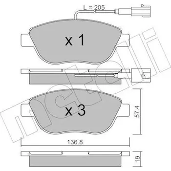 Brzdová destička Sada brzdových destiček, kotoučová brzda METELLI 22-0322-0