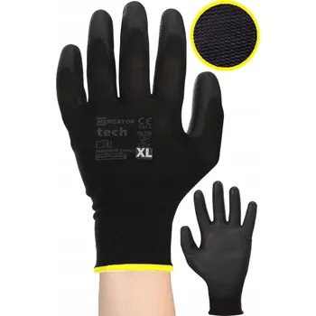 Pracovní rukavice Pohodlné pracovní rukavice Mercator s manžetou, odolné Black+Black Tech – vel. XL
