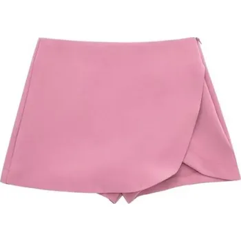 Dámská sukně Dámská krátká kraťasová asymetrická sukně s vysokým pasem Elegantní mini sukně s šortkami Pohodlná sukně na léto Městský styl růžová XS