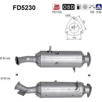 Filtr pevných částic Filtr sazových částic, výfukový systém AS FD5230