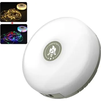 Svítilna Atmosférická LED kempingová lampa s 10m řetězem Teplé bílé a barevné osvětlení Dekorativní světelný řetěz na večírky a stanování