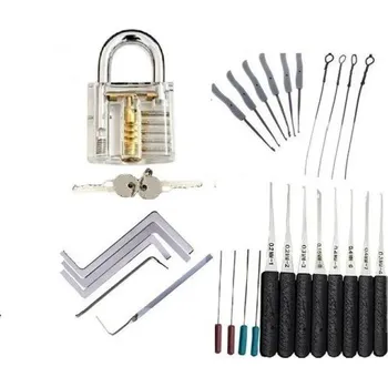 Visací zámek 15dílná sada zámečnických nástrojů 5v1 Ruční nářadí z nerezové oceli Odstraňovač zlomených klíčů Háčky na zámky Tréninková sada
