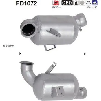 Filtr pevných částic Filtr sazových částic, výfukový systém AS FD1072