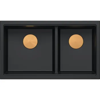 Granitový dřez Dvoukomorový granitový dřez Quadron LOGAN 120 černý