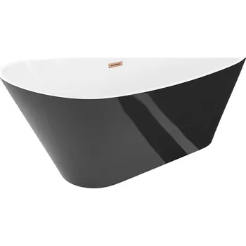 Vana Mexen Dora volně stojící vana 170 x 75 cm, bílá/černá, přepad kartáčovaná měď - 52071707575-65 Volně stojící vany