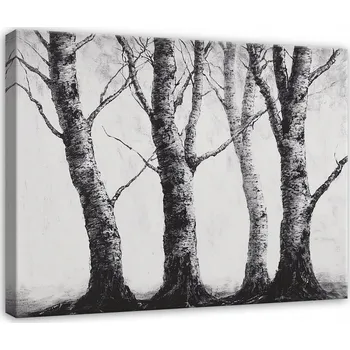 Obraz OBRAZ LES STROMY ČERNOBÍLÝ DO LOŽNICE OBÝVÁKU KUCHYNĚ NA PLÁTNĚ 60x40
