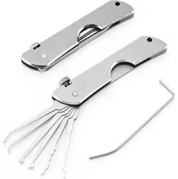 Visací zámek Kompaktní sada pro otevírání zámků 9x1,5 cm Nerezová ocel Univerzální klíče a mini háčky Odolná proti korozi Praktické zámečnické nářadí