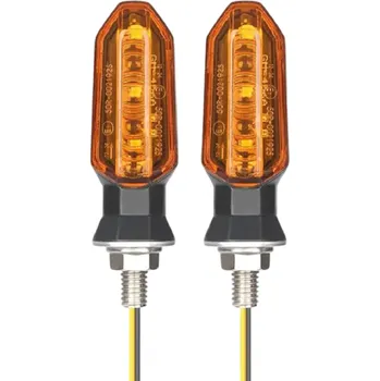 Osvětlení pro motocykl 2 ks 8mm LED blinkry na motorku 12V IP67 Mini směrovky ABS a PC Pouzdro Voděodolné Motocyklové světlo 7,8 x 2,2 cm Se šroubem oranžová