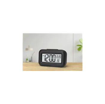 Budík WG - Budík s vnitřním teploměrem WG DigiTherm Alarm, černá