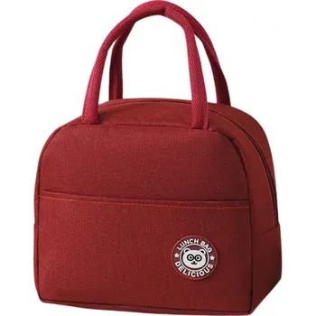 Termo taška 22x14x19 cm Neutrální přenosná obědová taška Malá izolační taška na jídlo Nápoje Piknik Do práce Skladná a lehká červená