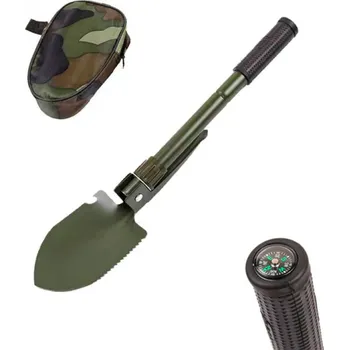 Paintballová výstroj Skládací kempingová lopata 41,5 cm s pouzdrem Kompaktní vojenská lopatka na venkovní použití do batohu 12 x 12,5 cm Skládací víceúčelové nářadí zelená