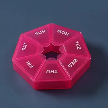 Dávkovač léků Týdenní cestovní dávkovač léků mini box | dávkovač, krabička na prášky - Červený