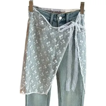 Dámská sukně Bílý krajkový tylový zavinovací pás 74 x 55 cm Průhledná sukně s květinami Elegantní překryv přes kalhoty Dekorativní vrstvený doplněk