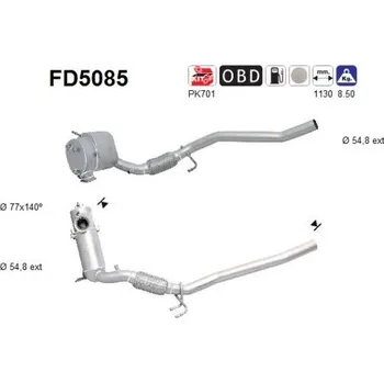 Filtr pevných částic Filtr sazových částic, výfukový systém AS FD5085