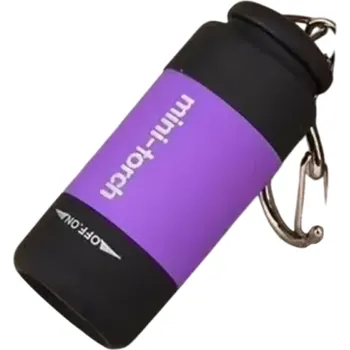 Svítilna Dobíjecí LED mini kapesní svítilna 22 x 52 mm Kempingová svítilna USB nabíjení Přenosná svítilna do kapsy z ABS materiálu fialová