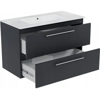 Koupelnový nábytek Skříňka pod umyvadlo Paplinskimoebel grafitová se 2 zásuvkami a umyvadlem