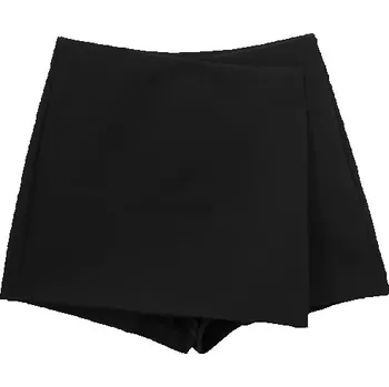 Dámské kraťasy Dámské asymetrické vintage kraťasy s vysokým pasem a bočním zipem Elegantní krátké šortky retro střihu na léto i volný čas černá XS