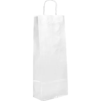 Dárková taška Paper Design Papírová taška na láhev 16 x 8 x 39 cm bílá