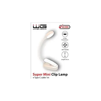 Lampička WG - Led lampička WG Noční čtenář, s klipem, bílá