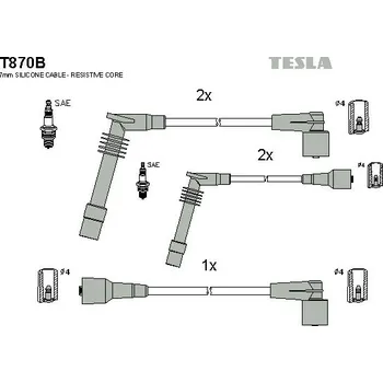 Zapalovací kabel Sada kabelů pro zapalování TESLA T870B